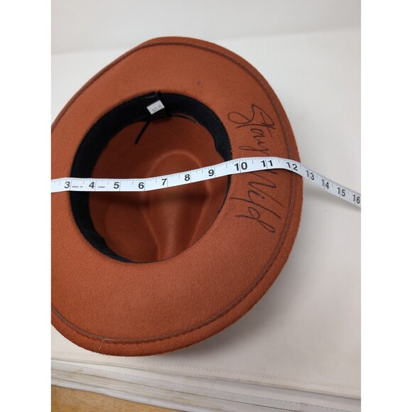 Fedora Hat Wide Brim Artwork Design Woman Figure Rustic Orange OSFM - Picture 7 of 9